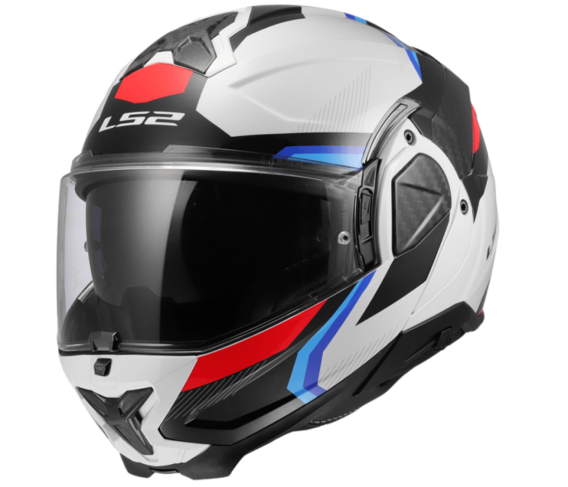 Překlápěcí přilba Advant II TRIPLE Gloss White Blue Red - Velikost: L