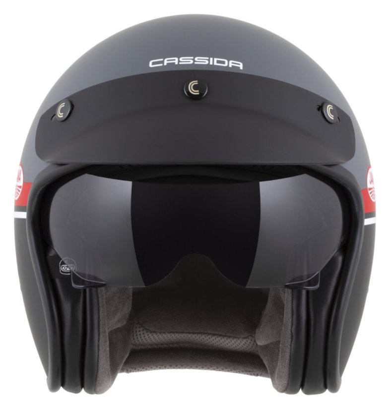 Otevřená přilba Oxygen 2.0 Jawa OHC, CASSIDA (šedá matná/červená/černá/bílá) 2026