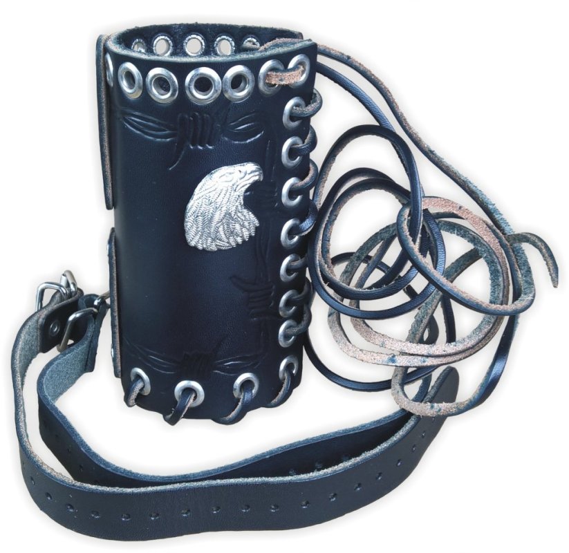 Držák nápoje BS kožený zdobení orlí hlava