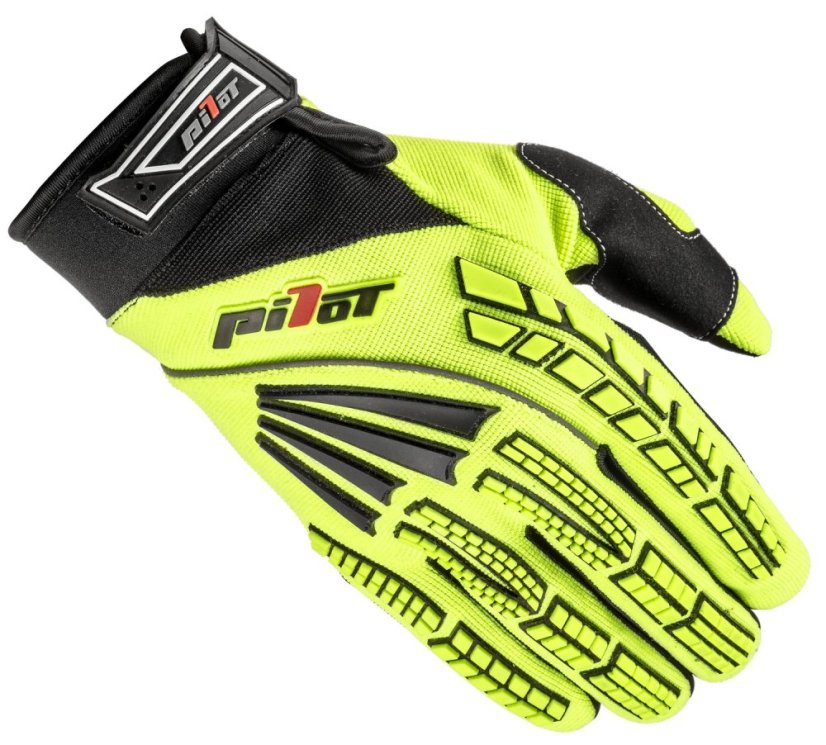 Rukavice Pioneer Pilot (žlutá fluo/černá/červená) - Velikost: XL