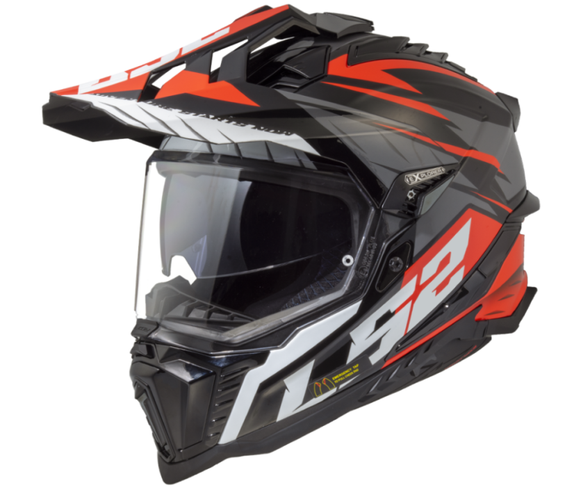 LS2 MX701 Explorer Spire enduro přilba Black Titanium Red - Velikost: XL