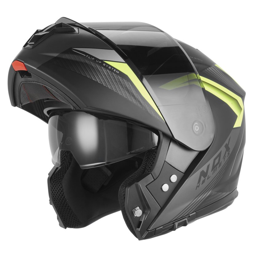 Výklopná přilba Nox N968 Shift  (černá matná, žlutá fluo)