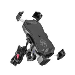 Držák telefonu na motorku s bezdrátovou nabíječkou R13W Wireless USB QC - 2v1