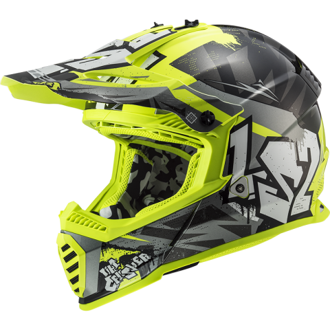 Dětská motokrosová přilba LS2 MX437 FAST EVO CRUSHER BLACK H-V YELLOW Dětská motokrosová přilba LS2 MX437 FAST EVO CRUSHER BLACK H-V YELLOW