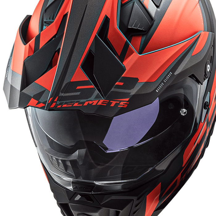 LS2 MX701 Explorer Spire enduro přilba Black Titanium Red - Velikost: XL