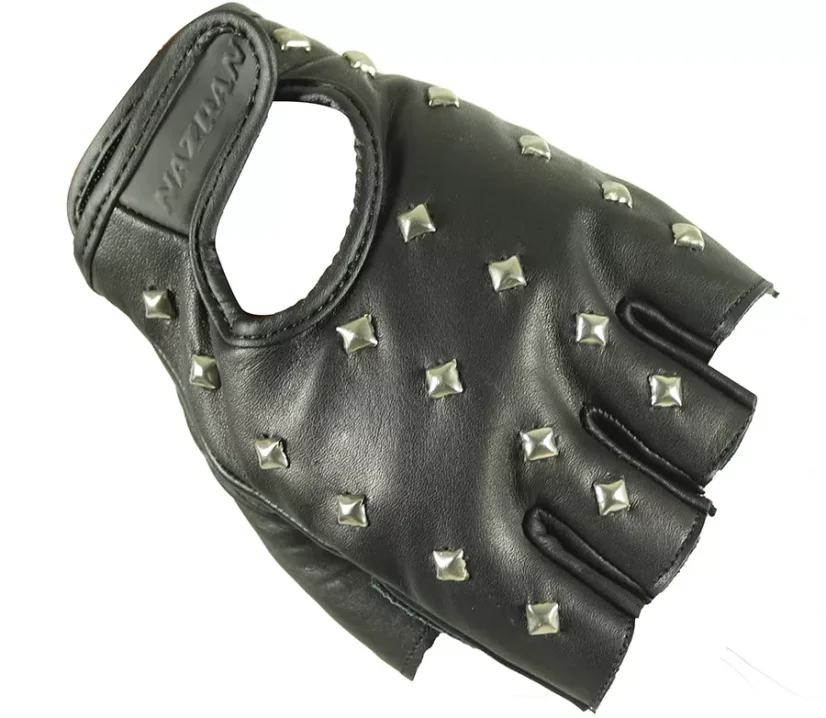 RUKAVICE NAZRAN na chopper bezprsté s cvočky černé