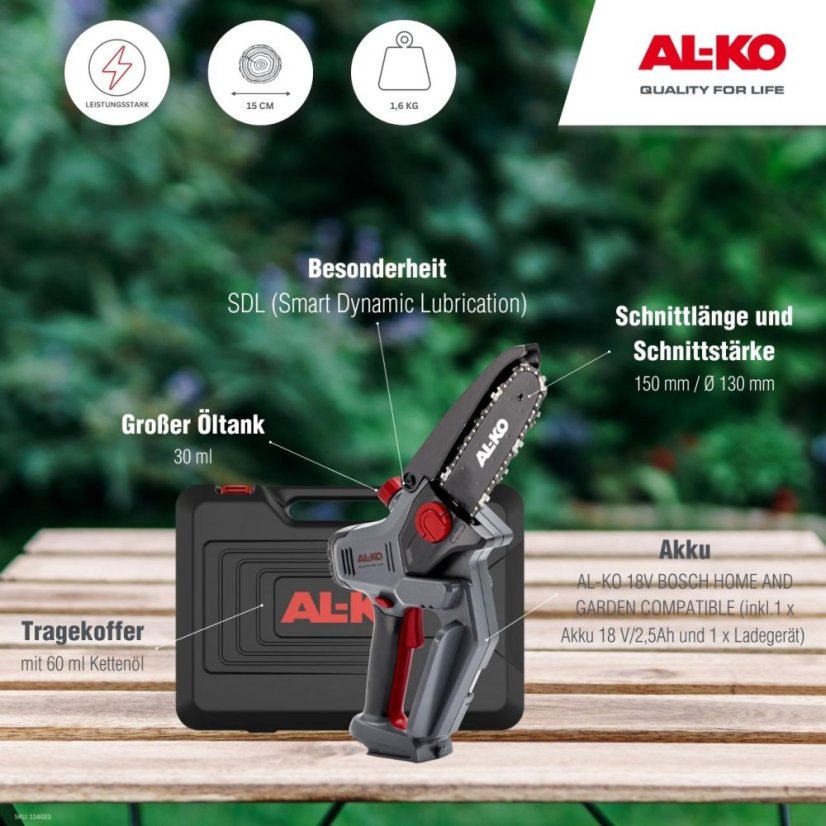 Řetězová mini pila CSM 1815 18V SET (vč. aku + nabíječky)