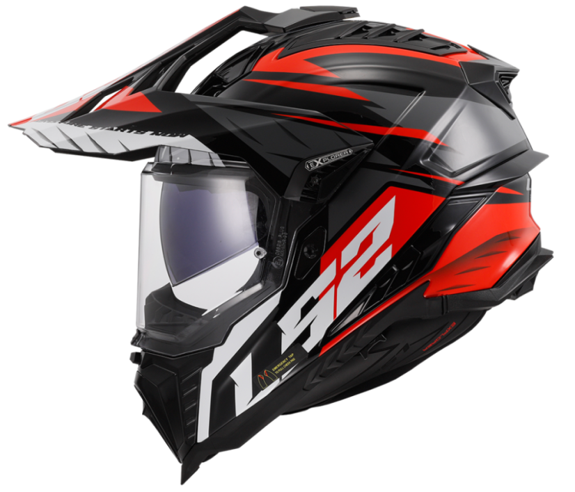 LS2 MX701 Explorer Spire enduro přilba Black Titanium Red - Velikost: XL