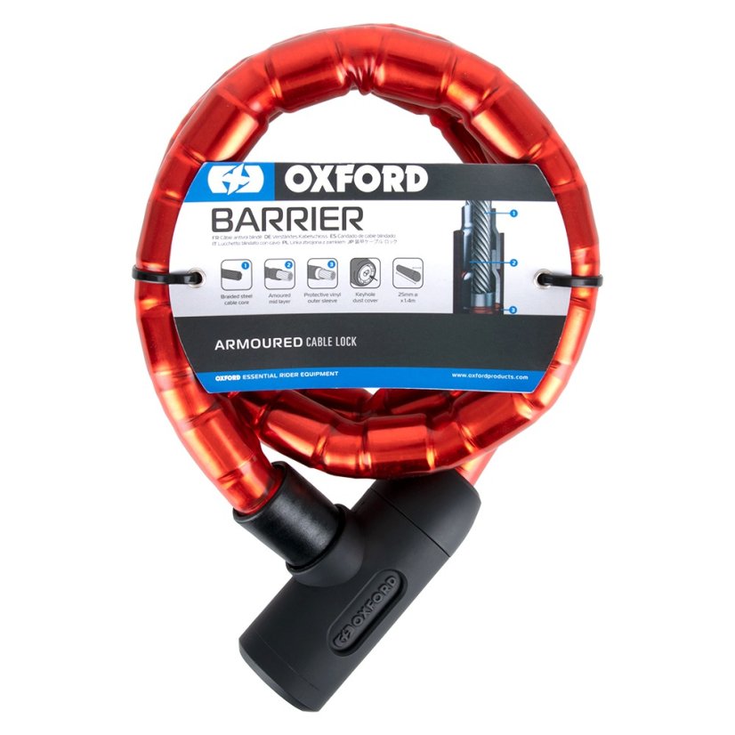 Zámek na motocykl OXFORD Barrier červený