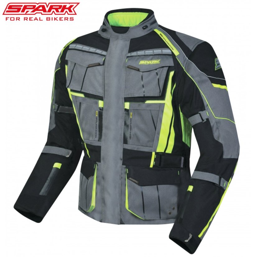 Pánská textilní moto bunda SPARK PACER, fluo - Velikost: L