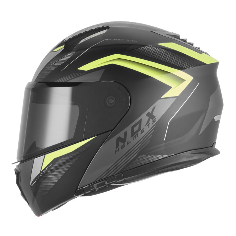 Výklopná přilba Nox N968 Shift  (černá matná, žlutá fluo)