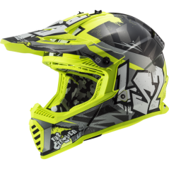 Dětská motokrosová přilba LS2 MX437 FAST EVO CRUSHER BLACK H-V YELLOW