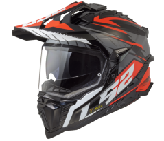 LS2 MX701 Explorer Spire enduro přilba Black Titanium Red